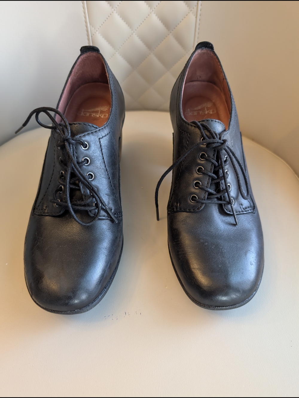 Dansko Pennie Women's Sz 7.5/38  Black Leather Lace-Up Dress Shoes